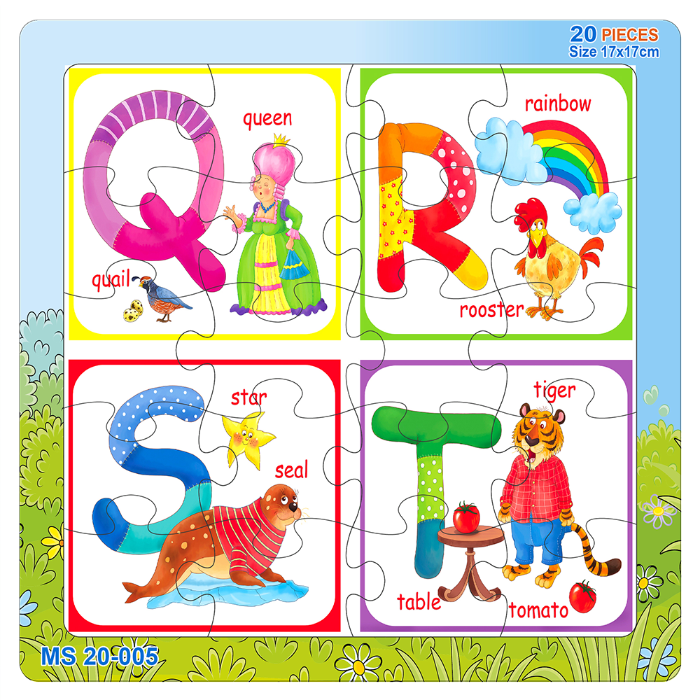 07 bộ tranh xếp hình 20 mảnh size 17x17cm – đồ chơi trí tuệ cho bé từ 2 tuổi – Combo The Alphabet