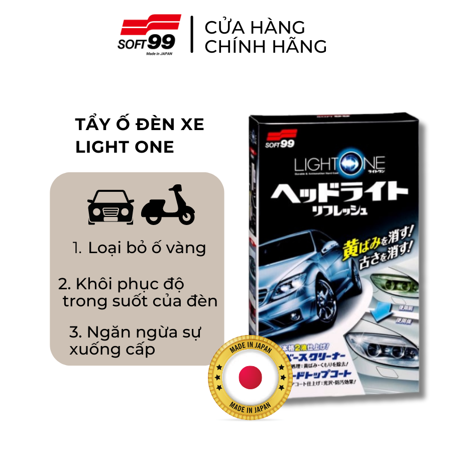 Phục Hồi, Đánh Bóng Và Phủ Nano Đèn Xe Light One E-56 Soft99