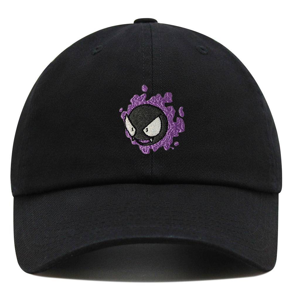 Thêu Gastly Bố Nón Hoạt Hình Dễ Thương Mũ Bóng Chày Thoáng Khí Cặp Đôi Nón Unisex Có Thể Điều Chỉnh Tấm Che Mặt Mũ Lưỡi Trai Color: Black Size: M
