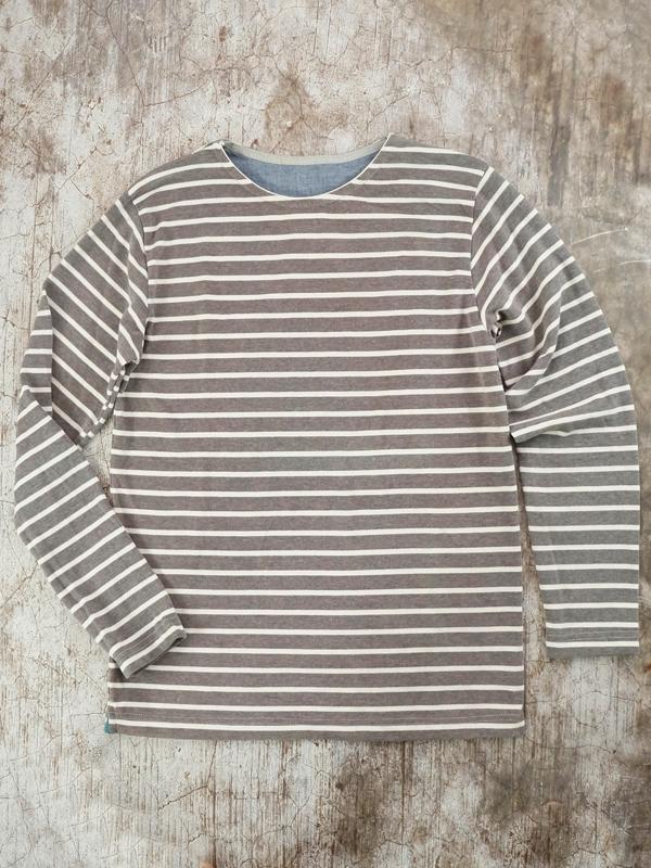 Áo Thun Nam tay Dài NAVY Organic Cotton Stripe With Boat Neck T-shirt - SIZE M