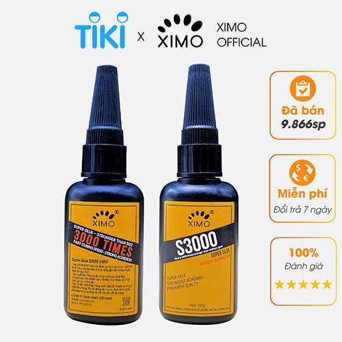 Keo dán đa năng Super Glue Ximo S3000 dán vật liệu gỗ, sắt, gốm, sành, sứ, sắt, inbox an toàn da tay