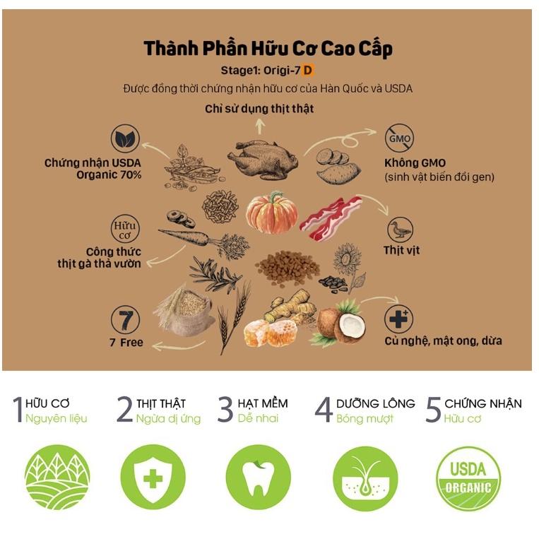 Thức ăn hạt mềm hữu cơ vị thịt vịt Origi-7 - 1.2kg