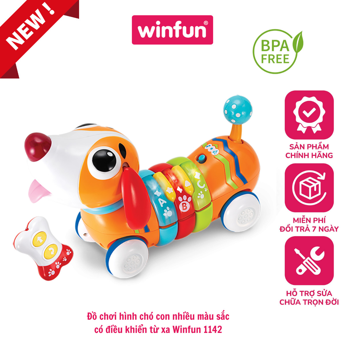 Đồ chơi hình chó con nhiều màu sắc có điều khiển từ xa Winfun 1142