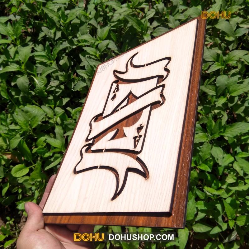 Tranh Treo Tường Bằng Gỗ Handmade DOHU008: Lá Bài Át Cơ - Thiết Kế Đơn Giản, Độc Đáo, Sang Trọng