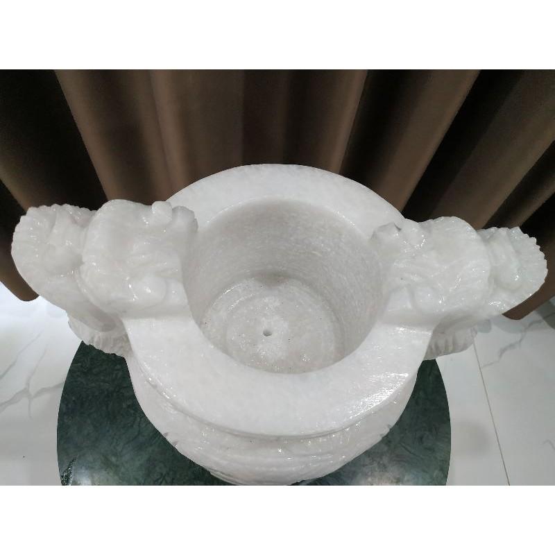 lư hương đá trắng cao 35cm