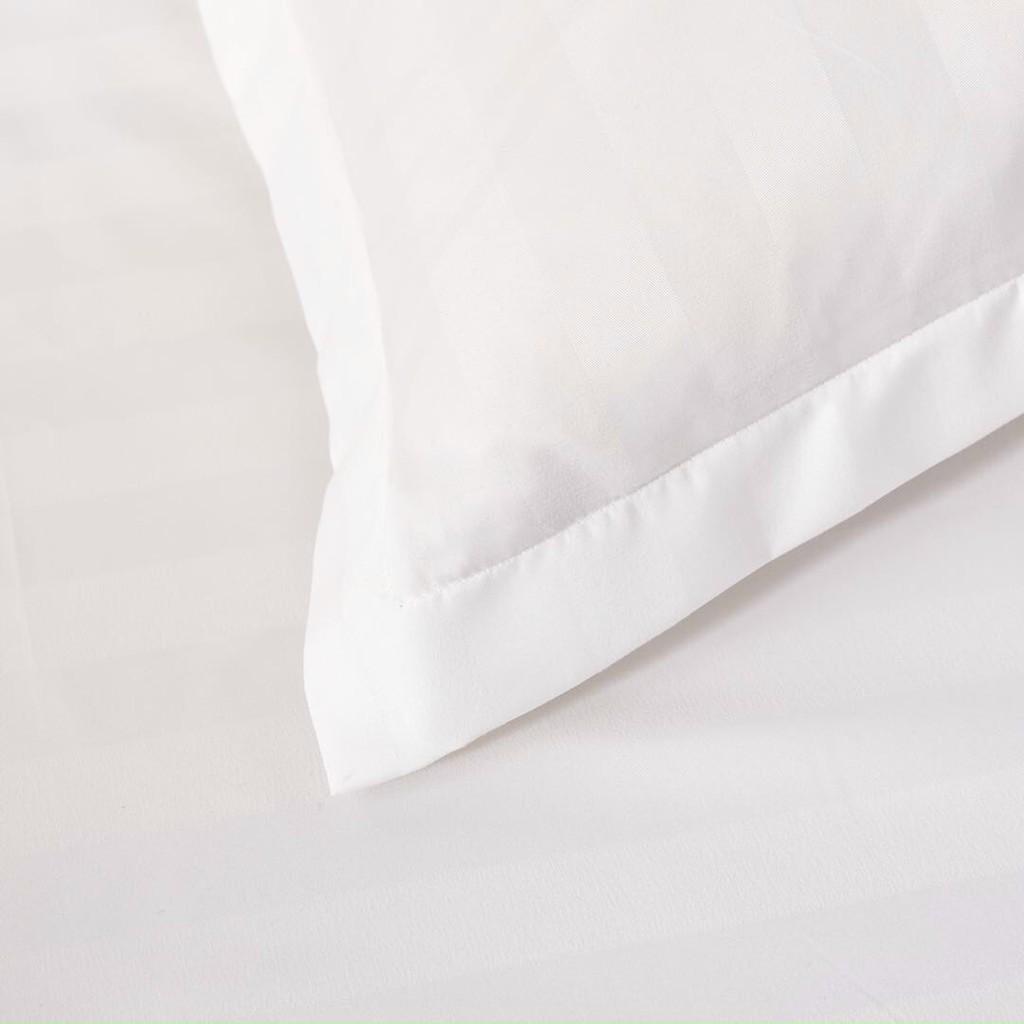 Bộ ga giường và vỏ gối Cotton 3F trắng tinh M2Tbedding ga gối nhập khẩu dành cho home stay khách sạn nhà nghỉ