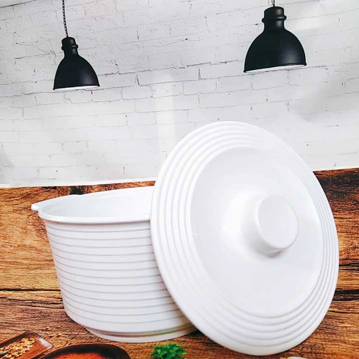 THỐ MELAMINE CAO CẤP THAILAND -Màu TRẮNG- TÔ BÁT THỐ ĐỰNG CƠM CANH, đựng thực ăn chín có NẮP ĐẬY kính bảo vệ. Dụng cụ thố chịu được nhiệt độ từ 30° đến 100° C, hàng chuẩn 100% MELAMINE