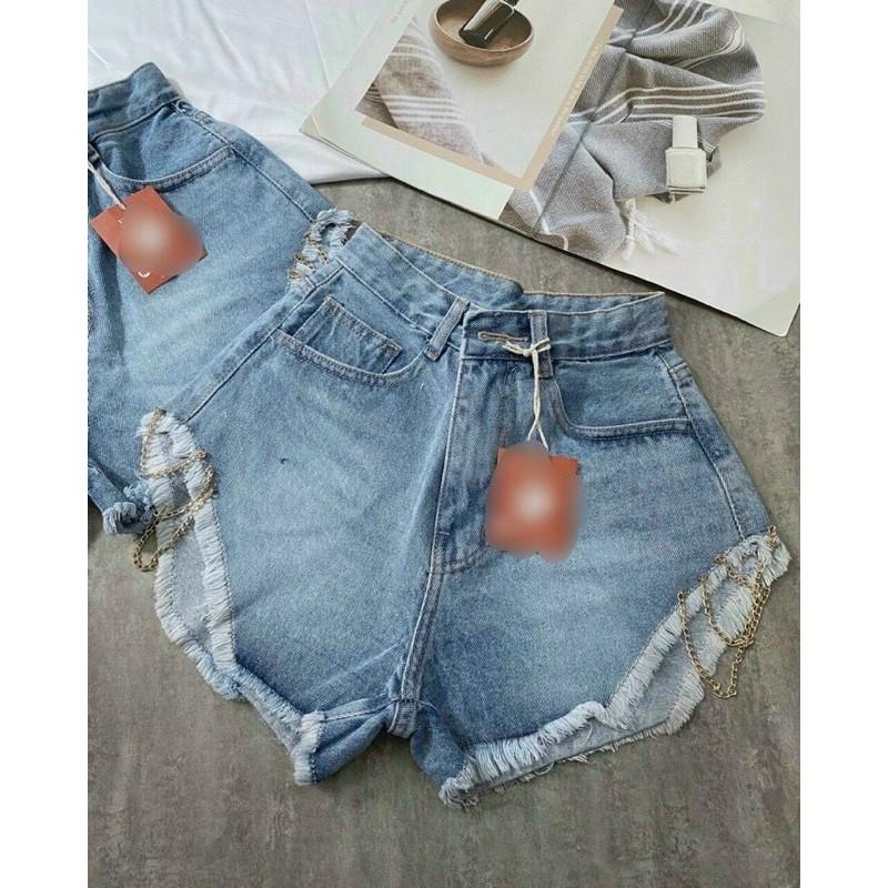 quần shorts jeans phói dây xích đùi siêu sexy-C7T