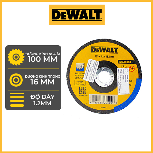 Đá cắt inox 100 x 1.2 x 16mm T1 DeWALT DWA8060-B1