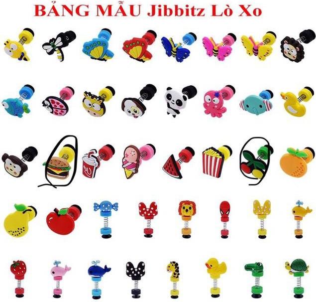 Sỉ 50 sticker - jitbitz lò xo 2D gắn dép sục, dép cá sấu