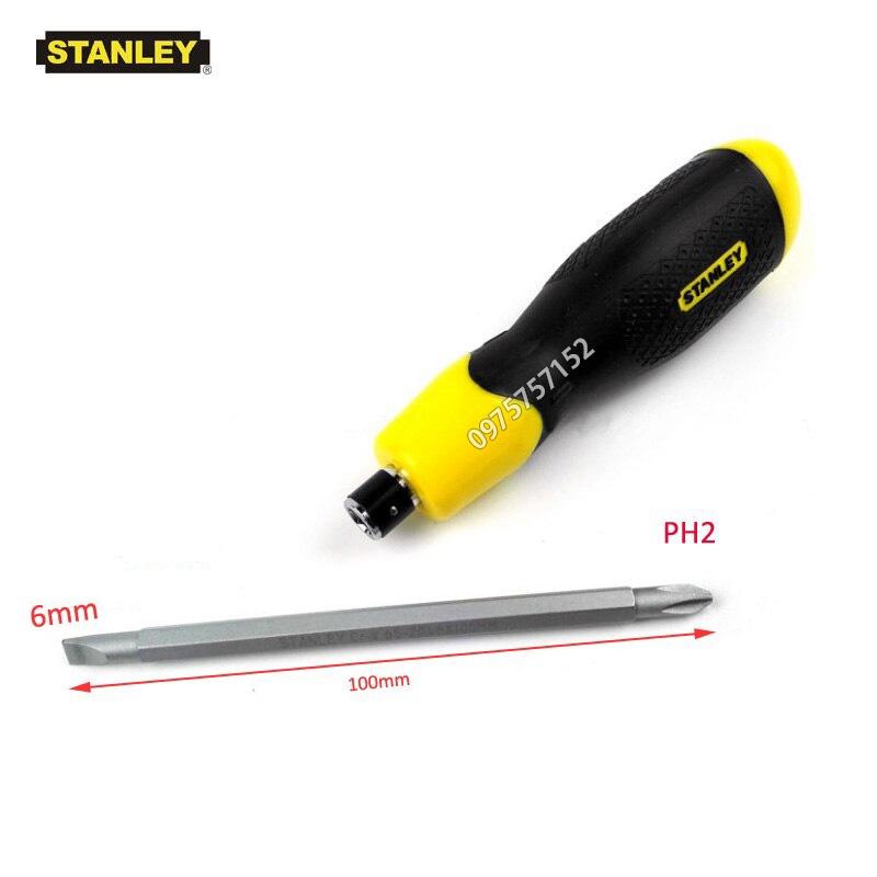 Tô vít 2 trong 1 đảo đầu có nam châm vĩnh cửu STANLEY 6x100mm, tua vít 2 đầu cao cấp thép Cr-V tay cầm chống va đập