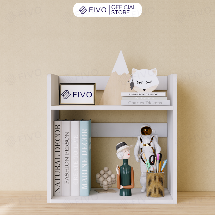 Giá Sách Gỗ Để Bàn Đa Năng FB22 FIVO Màu Trắng, Hồng, Vàng, Tiết Kiệm Không Gian Bàn Học, Làm Việc Gọn Gàng
