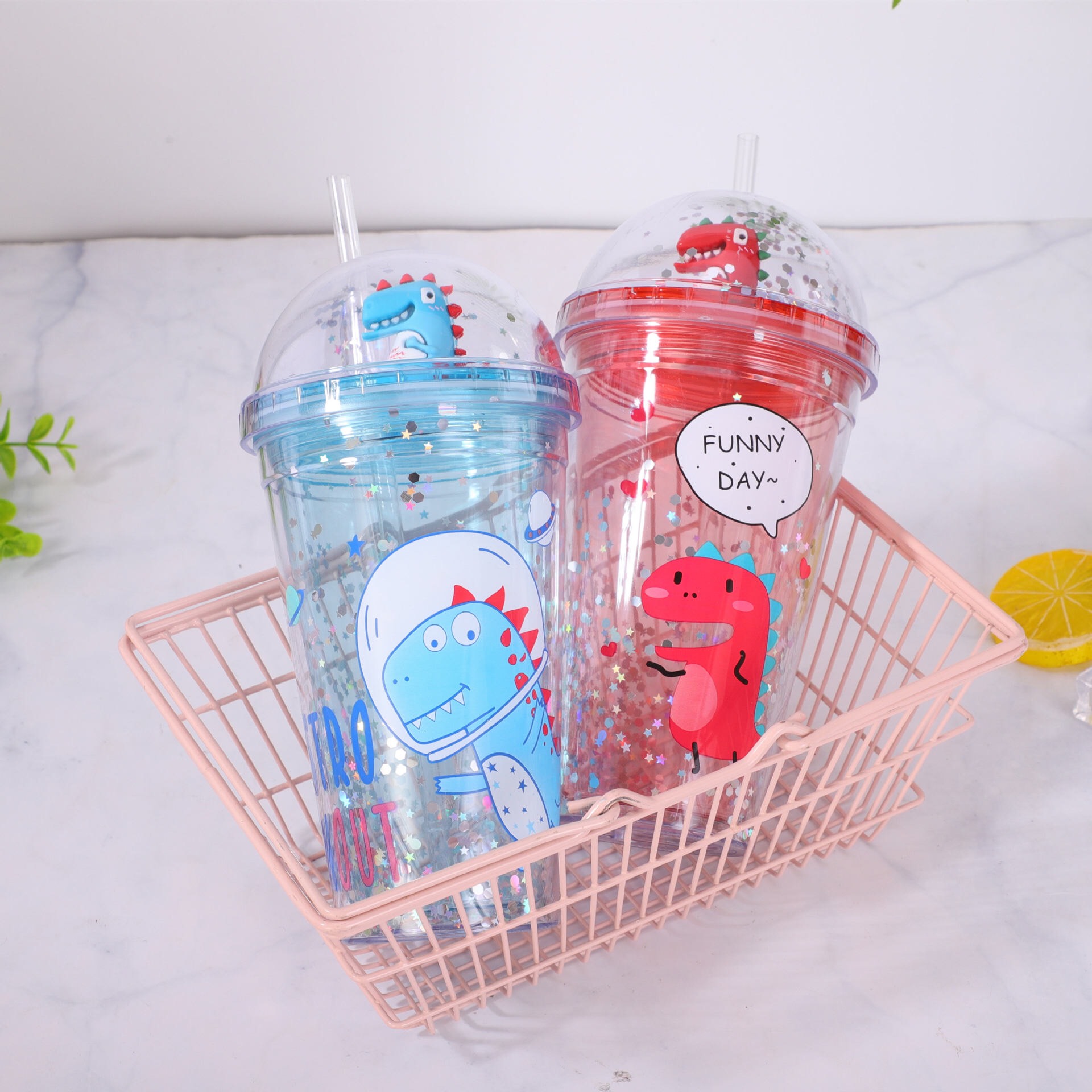 Bình Nước Kim Tuyến Nhiều Màu Siêu Cute Kèm Ống Hút 450ml - TẶNG 1 MÓC KẸP DỄ THƯƠNG