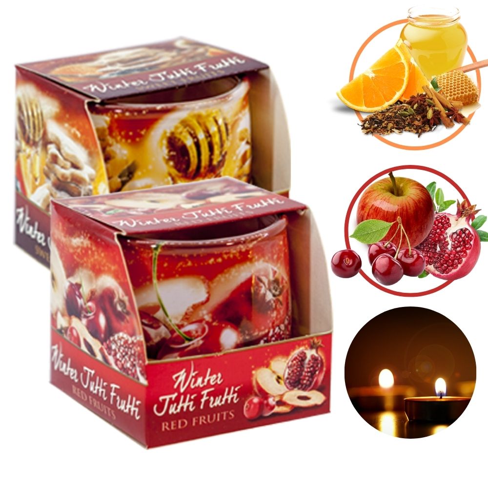 Combo 2 ly nến thơm Bartek nhập khẩu Châu Âu Winter Jutti Frutti 100g - nho, quế, lựu