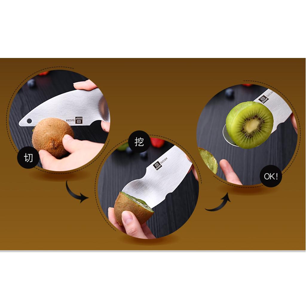 Multi-function Fruit Cutter Kiwi Slicer Stainless Steel Spoon Scoop Peel Blade Scoop Home