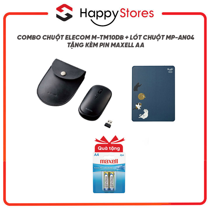 COMBO CHUỘT ELECOM M-TM10DB VÀ LÓT CHUỘT ELECOM MP-AN04 (TẶNG VỈ PIN MAXELL AA) - HÀNG CHÍNH HÃNG