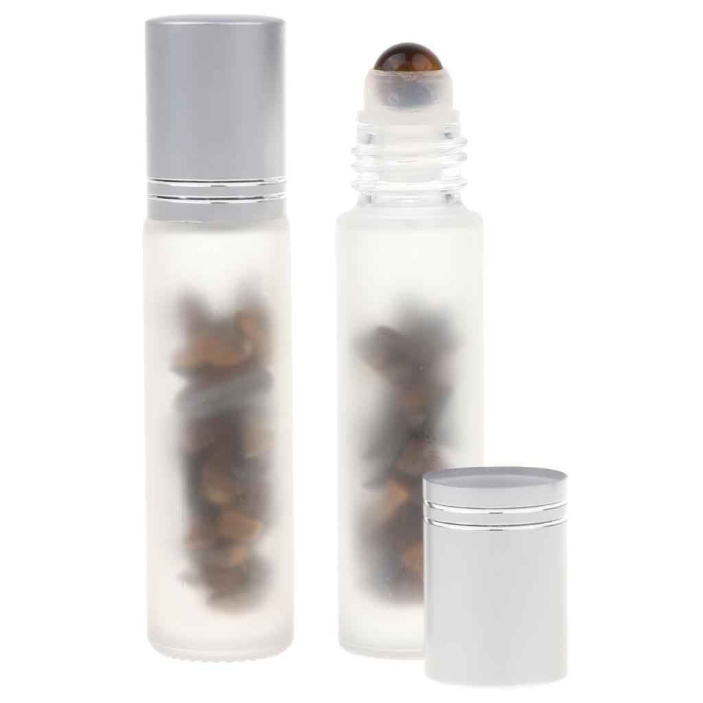 2X 10ml Empty Frosted Glass Perfume Roller Ball Bottles