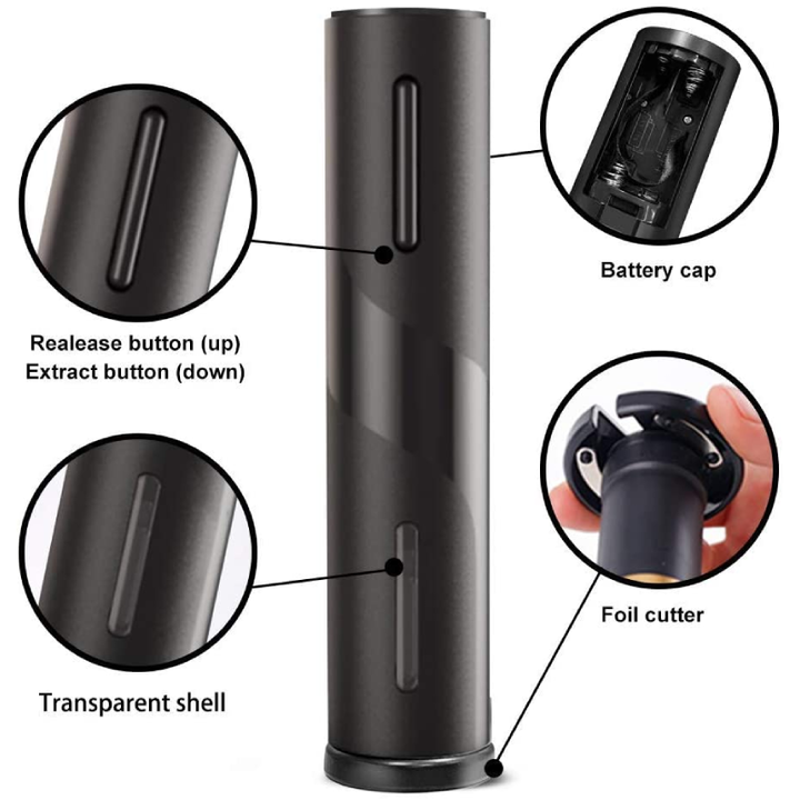 Bộ dụng cụ mở vang tự động đa năng MGS-KP1-361901 kèm nút đậy chai - Dung lượng pin 500mAh