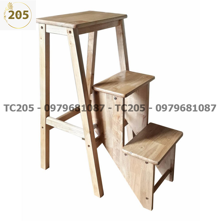 GHẾ THANG GỖ CAO SU 3 BẬC - 205 TC Folding Stair Chair