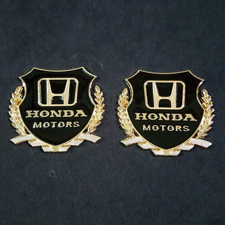 Bộ 2 logo bông lúa nổi Honda dán trang trí Ngoại thất ô tô