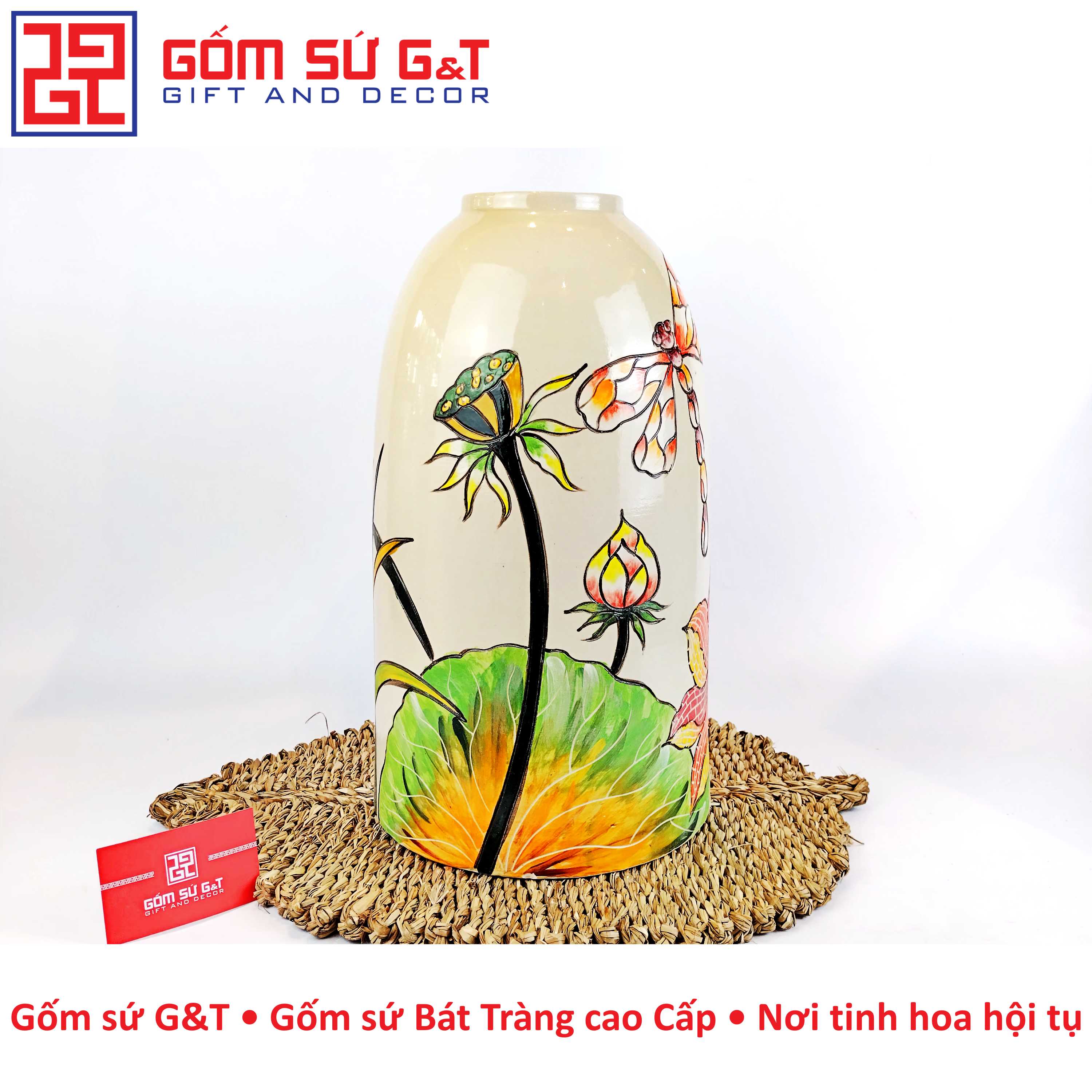 Lọ hoa chuông sen chuồn Gốm Sứ G&amp;T