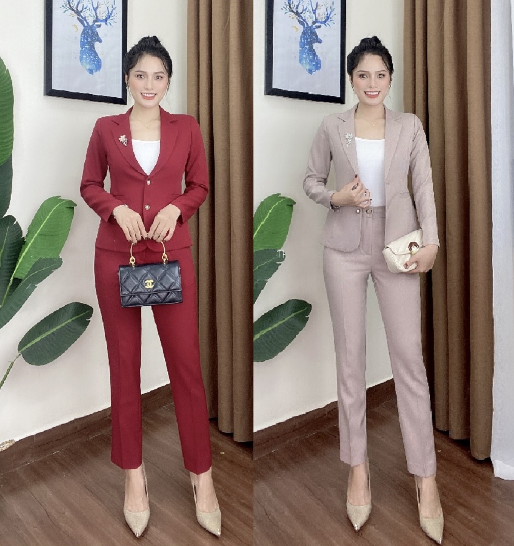 Bộ Vest Công Sở Nữ Tay Dài