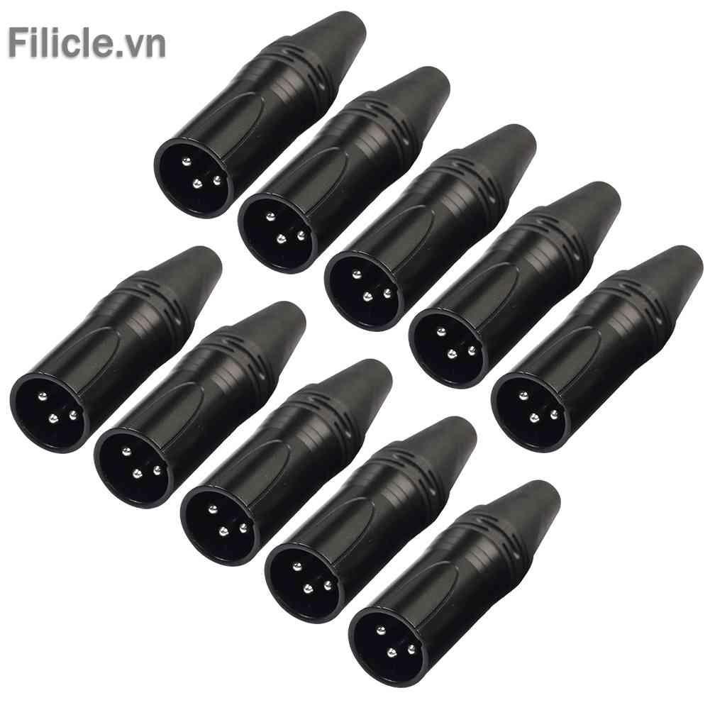 Set 10 Đầu Nối Dây Cáp Âm Thanh Microphone XLR 3Pin