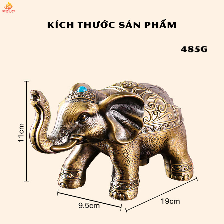 Gạt tàn thuốc hình con voi cổ xưa độc lạ, thiết kế nắp đậy chóng bay tàn tro tiện lợi