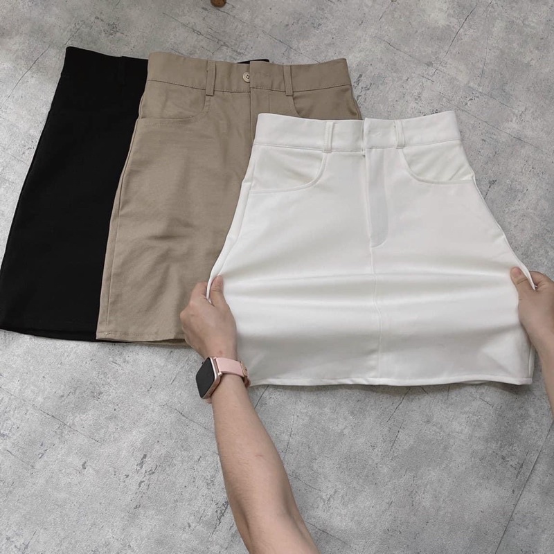 Chân váy kaki nữ  form A basic lưng cao có quần trong LS_CVN091