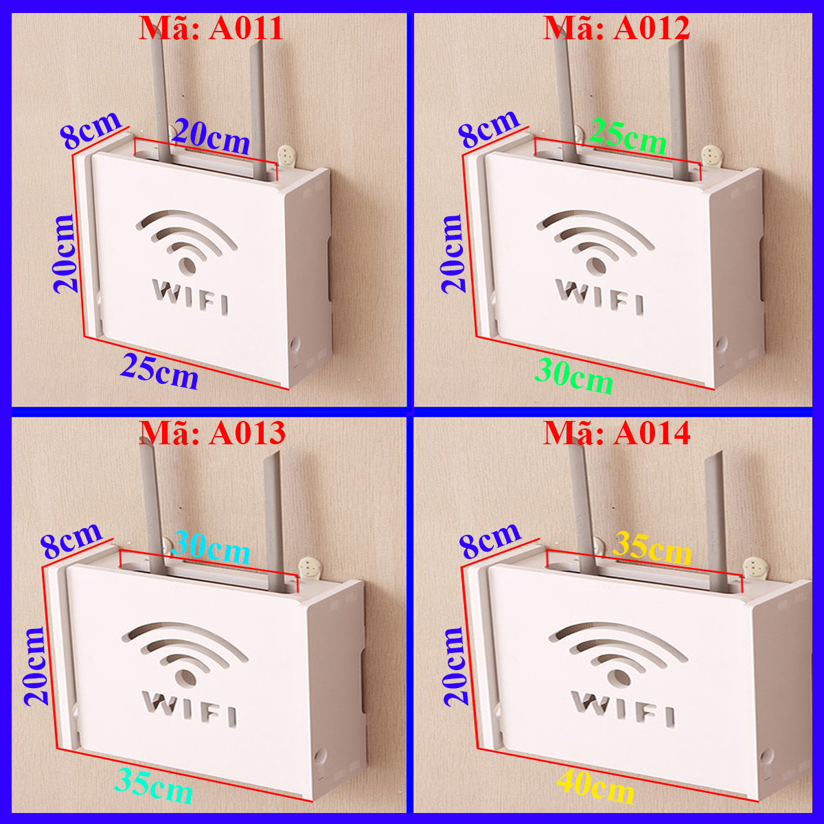 Kệ treo tường, kệ đặt modem wifi, đầu thu kỹ thuật số, remote, điện thoại, chất liệu gỗ Pitech cao cấp màu trắng - B011