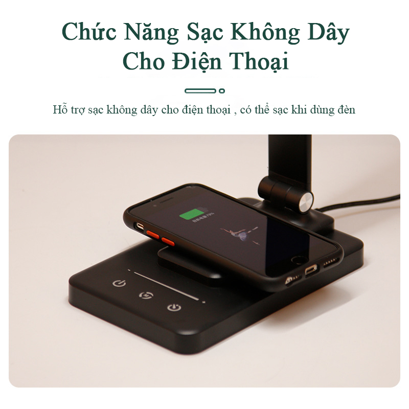 Đèn Học Để Bàn Mini Gấp Gọn Chống Cận 5 Màu Đèn Kiêm Sạc Không Dây Cao Cấp Tiết Kiệm Điện Đèn Bàn Học LED Đọc Sách Làm Việc Bảo Vệ Mắt Sạc USB Hẹn Giờ Công Tắc Cảm Ứng Tiện Lợi