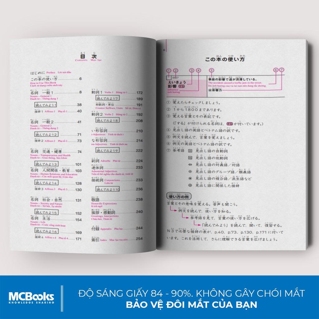 Sách - Luyện Thi Năng Lực Tiếng Nhật Tổng Hợp 1800 Từ Vựng N3 - Trang Bị Kiến Thức Cho Kỳ Thi JLPT N3