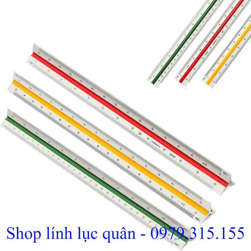 Thước chỉ huy tham mưu 3 cạnh đo tỉ lệ 1:100~1:500 chiều dài 30cm chuyên dụng chất lượng cao