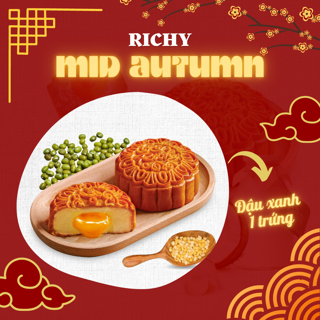 Bánh Trung Thu Richy - bánh nướng Đậu xanh 1 trứng 150g