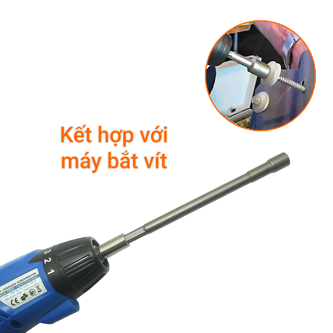 Đầu vặn vít mũ lục giác  dài 150mm chuôi lục thép Cr-V kích thước đầu vặn vít tùy chọn