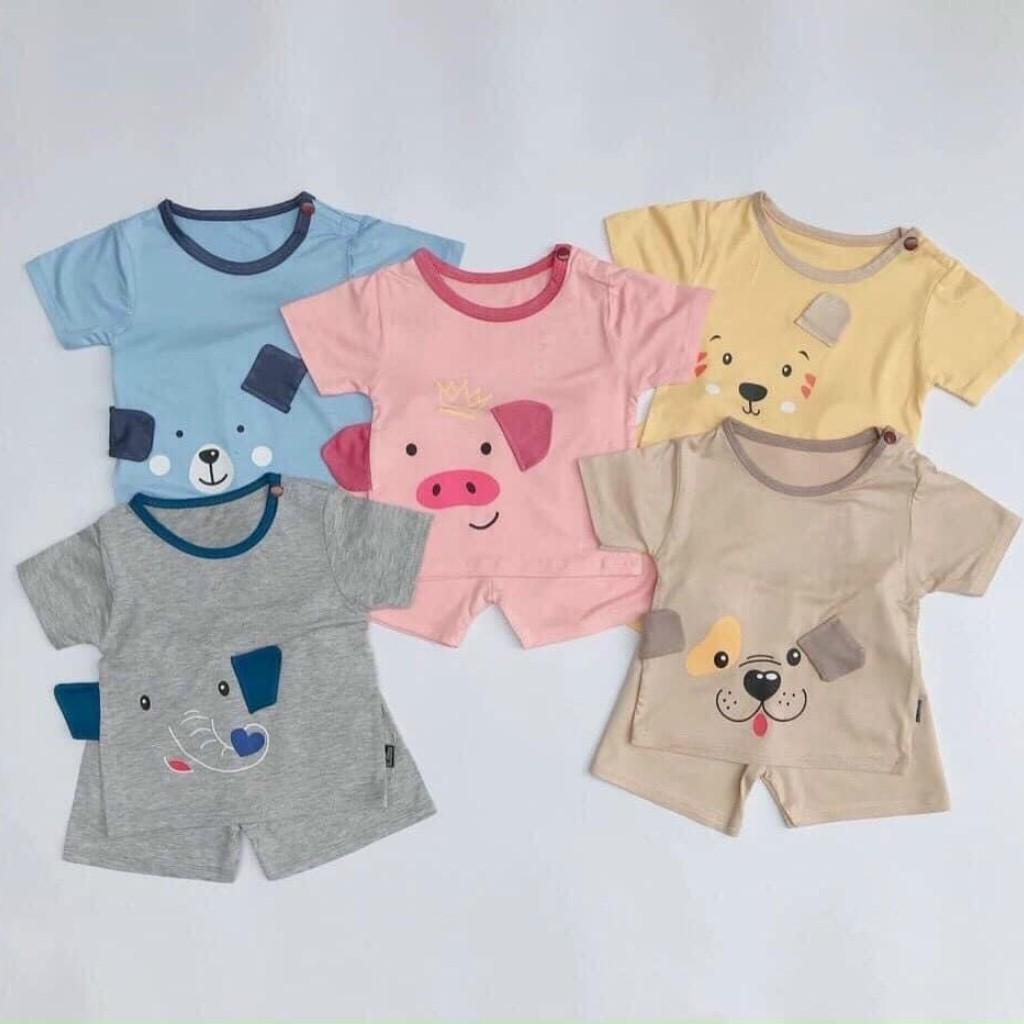 Bộ Cộc Tay Cho Bé FREE SHIP Bộ Thun Lạnh Cộc Tay in họa tiết động vật có tai siêu cưng cho bé trai bé gái