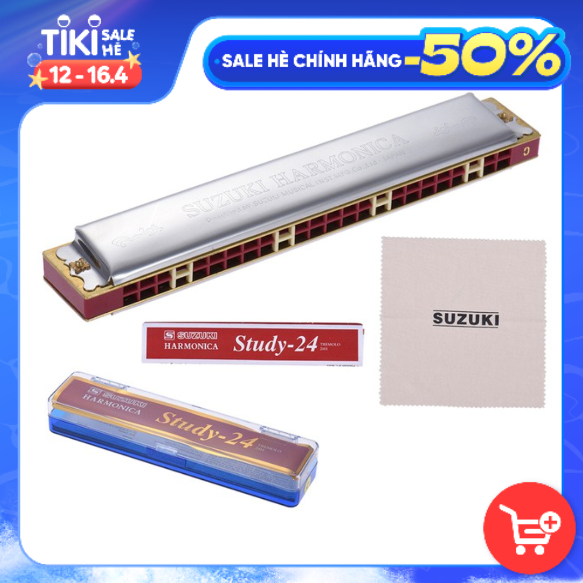 &lt;Tặng Kèm Hộp Đựng, Khăn Nhung Lau&gt; Kèn Harmonica Suzuki Study 24