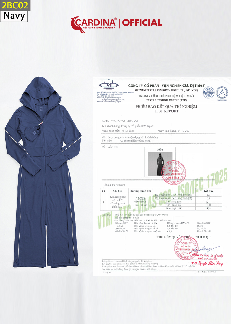 Áo Chống Nắng Nữ CARDINA 2 Lớp Dáng Dài Chất Thun Lạnh Chống Tia UV Viền Thể Thao 2BC