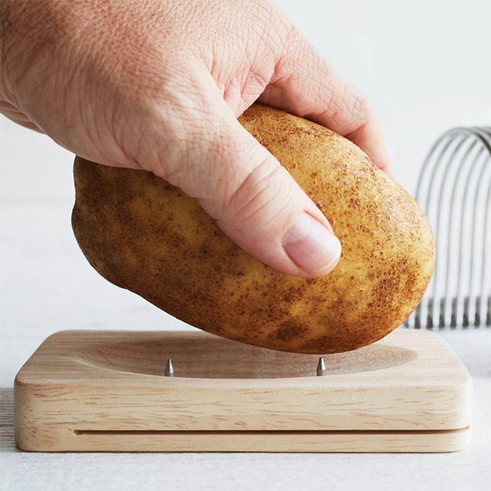 Stainless Steel Potato Slicing Rack Kitchen Tools with Wooden Rack