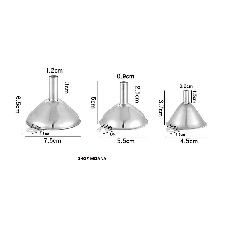 Bộ 3 phễu đong inox tiện dụng để dong các gia vị trong nhà bếp hàng nhập khẩu