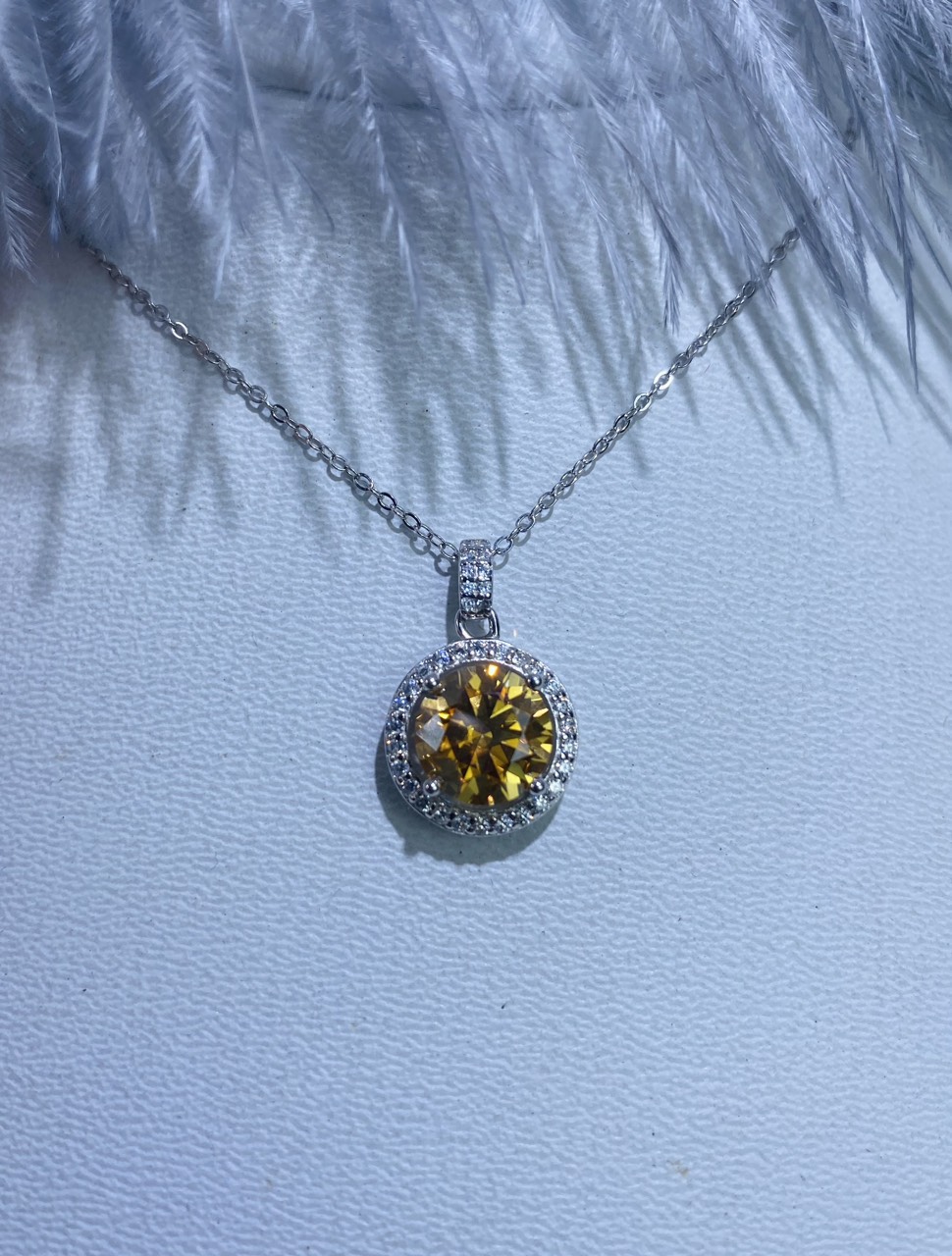 Dây cổ Bạc 925 xi Kim viên chủ Kim Cương nhân tạo Moissanite hạt 3.0carat - N30.9.7.6