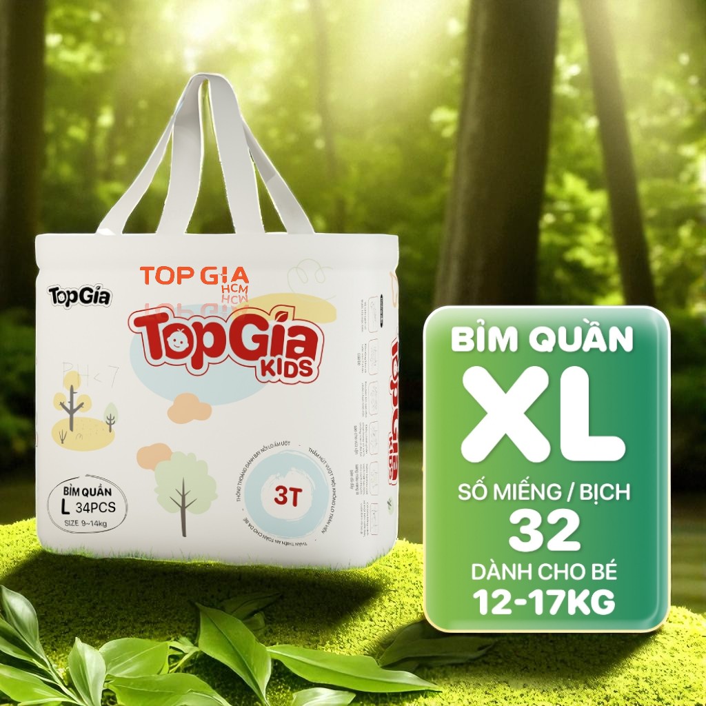 Bỉm TopGiaKids Siêu Mỏng Nhẹ, Thấm Hút Vượt Trội,mềm mại, co dãn,Thoáng Khí tạo cảm giác thoải mái An Toàn Cho Bé