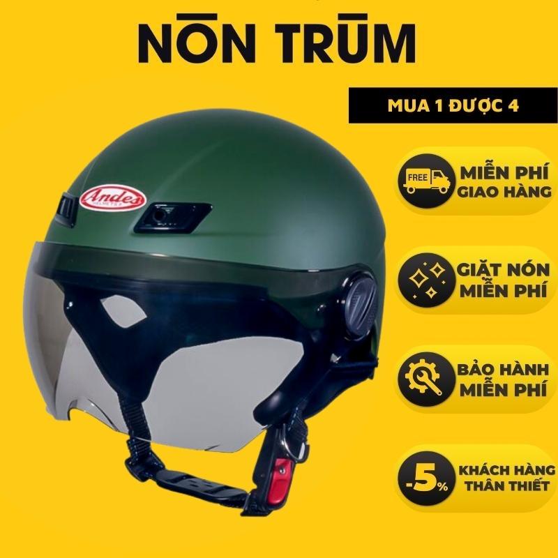 Nón bảo hiểm 1/2 ANDES 109 có kính đi xe máy cho nam và nữ chính hãng