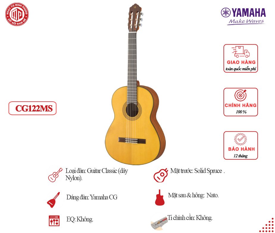 Đàn guitar classic Yamaha CG122MS - Hàng chính hãng