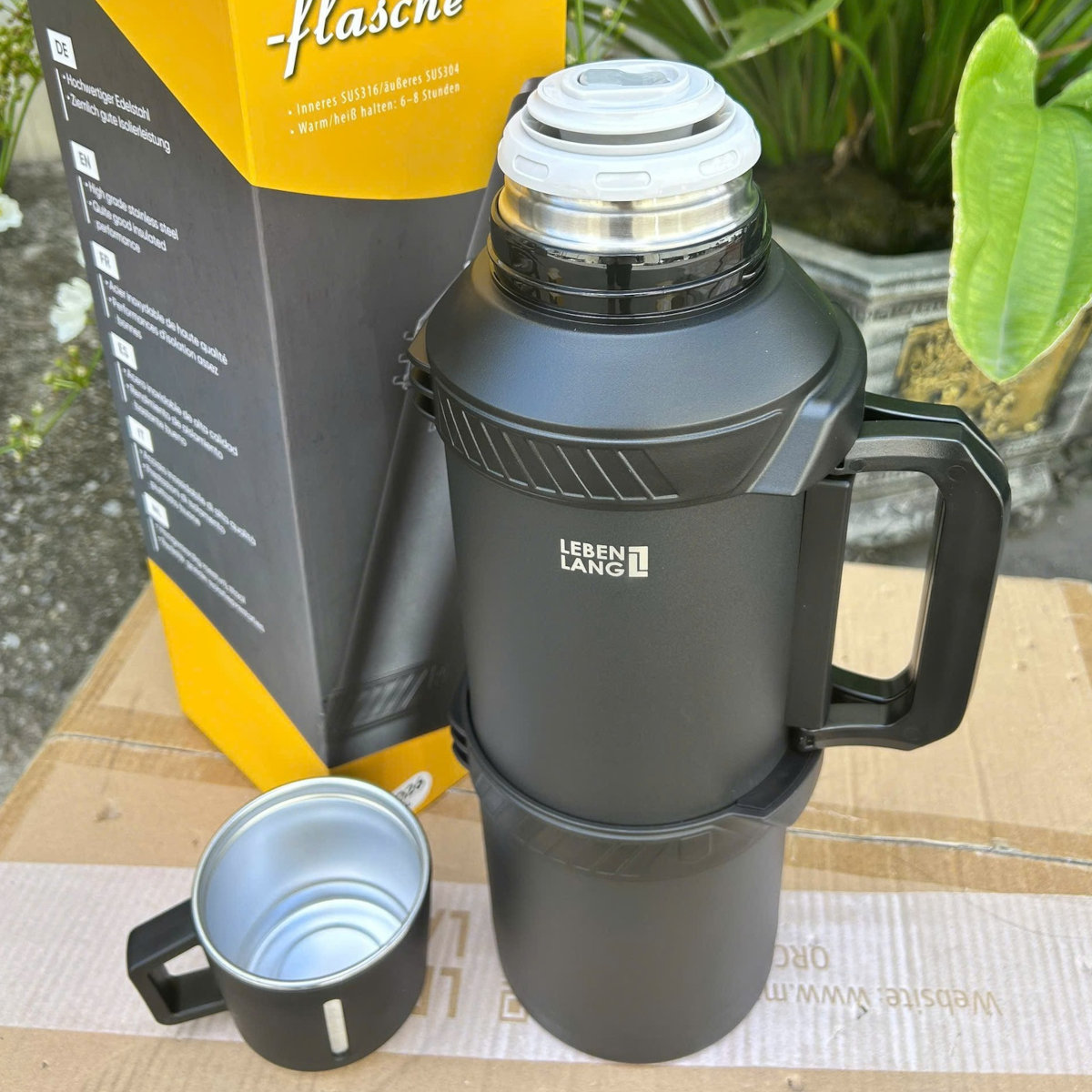 Bình giữ nhiệt Inox 316 Lê Bên Làng LBL3026/ LBL3025 dung tích 4L/ 6L có lõi lọc trà và dây đeo