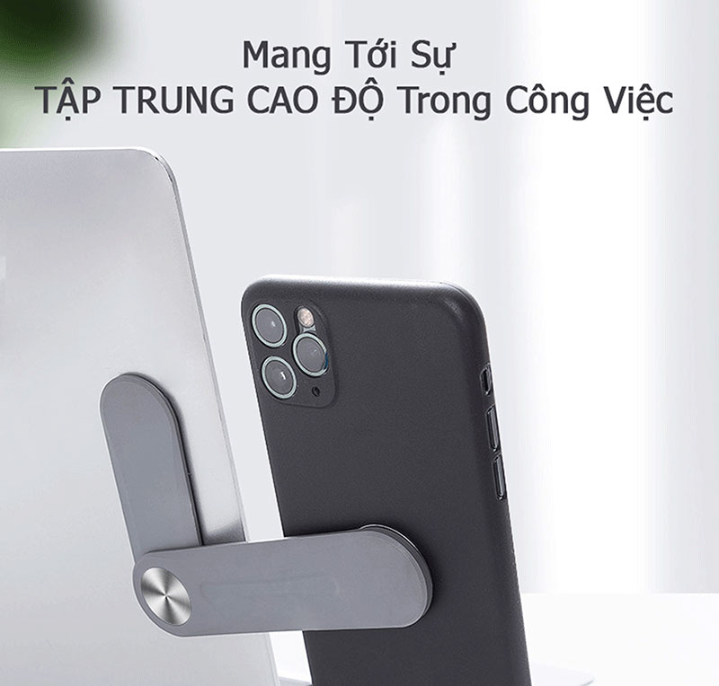 Giá Đỡ Điện Thoại, Máy Tính Bảng Gấp Gọn, Hợp Kim Nhôm 100%, Gắn Trực Tiếp Lên Laptop - Hàng Chính Hãng DKB