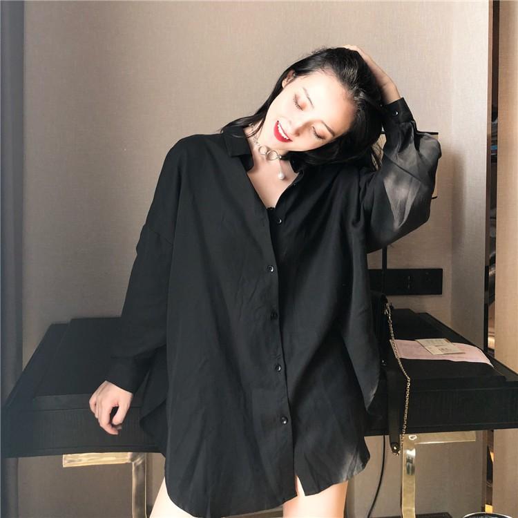 Áo sơ mi trắng nữ form rộng màu trắng/đen công sở, đi học. Áo sơ mi nữ kiểu thời trang cao cấp YUKIBLOOM mã ASM04