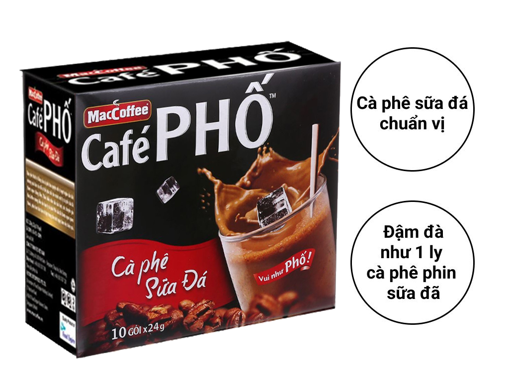 Café Phố MacCoffee đen đá - sữa đá ( hộp 10 gói )