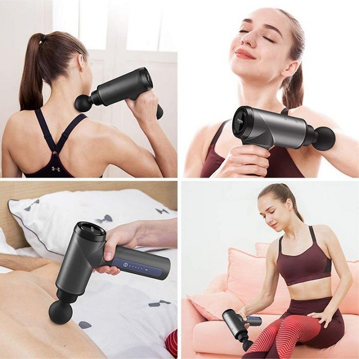 Máy Mát Xa Cầm Tay , Massage Cổ Vai Gáy 4 Đầu 6 Cấp Độ Chuyên Sâu Giảm Đau Cơ