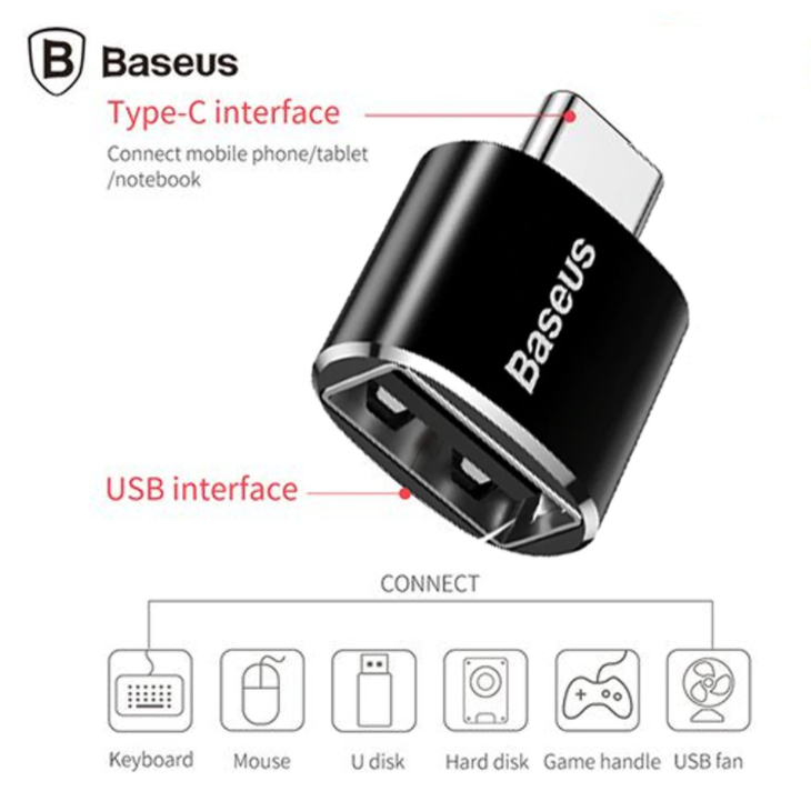 Hình ảnh Đầu Chuyển OTG Baseus Từ Cổng Type C Sang Cổng USB - Hàng Chính Hãng